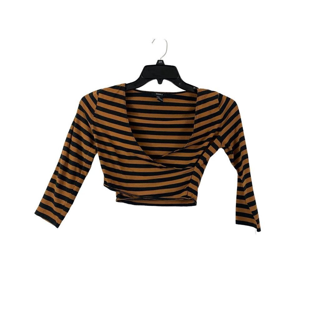 Forever 21 Women's Stripped Cropped Top